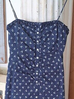 Vtg Y2K Ralph Lauren TARTAN Label Navy dress, Exc. Condition, ruching Ruffles